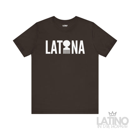 Brown Latina T-shirt with afro pick design – Latino In Da House