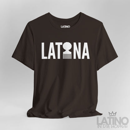 Close Up Brown Latina T-shirt with afro pick design – Latino In Da House
