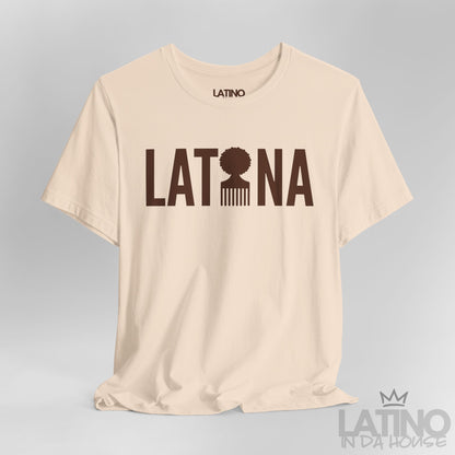 Close Up Soft cream Latina T-shirt with afro pick design – Latino In Da House