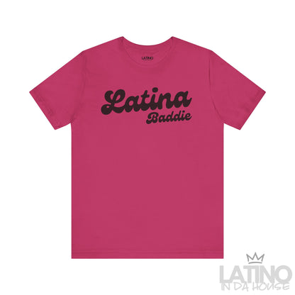 Berry T-shirt with bold black “Latina Baddie” script text. Latino In Da House 