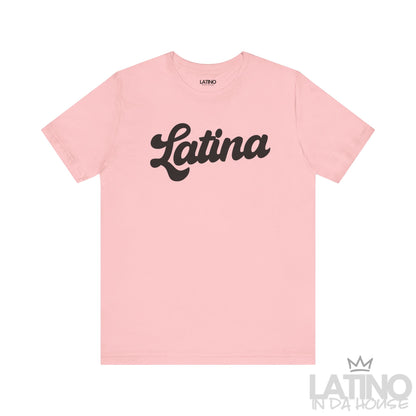 Pink Latina Script T-Shirt with bold black lettering – Latino In Da House