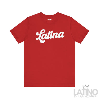 Red Latina Script T-Shirt with bold white lettering – Latino In Da House
