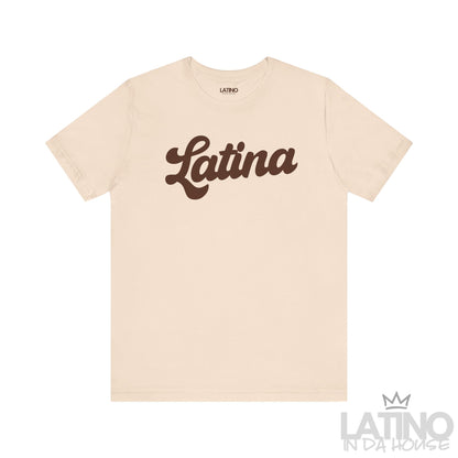 Soft Cream Latina Script T-Shirt with bold brown lettering – Latino In Da House