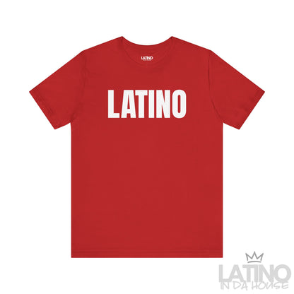 Latino Classic T-Shirt in red with bold white text – Latino In Da House