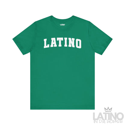 Kelly Green “LATINO” T-shirt in bold collegiate font – Latino In Da House