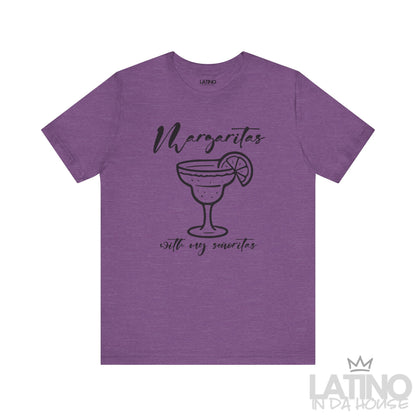 Margaritas with my Señoritas T-Shirt in Heather Purple – cute girls’ night out shirt with margarita glass design. Latino In Da House 