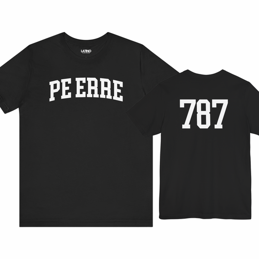 Pe Erre 787 Black T-Shirt Boricua Classic Number Jersey Style. Latino In Da House