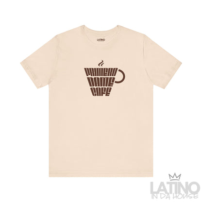 Primero Dame Café T-Shirt in soft cream with brown coffee cup design – Latino In Da House