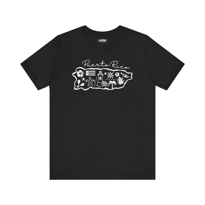 Puerto Rico Map Black T-Shirt. Latino In Da House