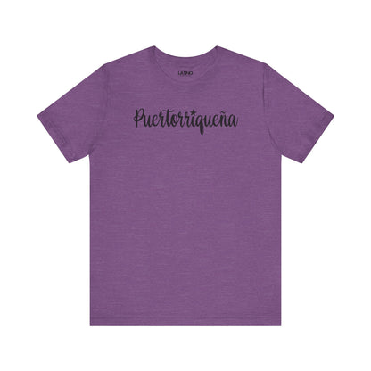 Puertorriqueña Heather Purple T-Shirt a soft, elegant script with a cute estrellita over the “i”. Perfect for every proud Boricua Queen who carries la isla en el corazón. Latino In Da House
