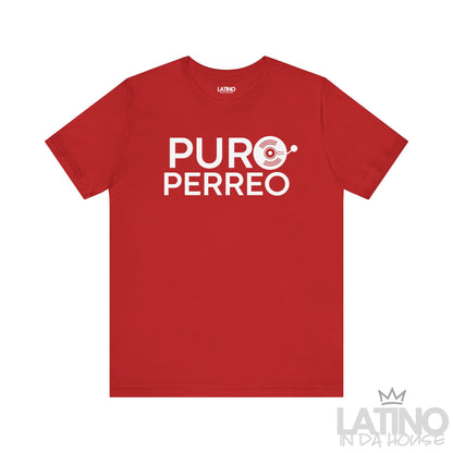 Puro Perreo T-Shirt in bold red with white vinyl record design – Latino In Da House