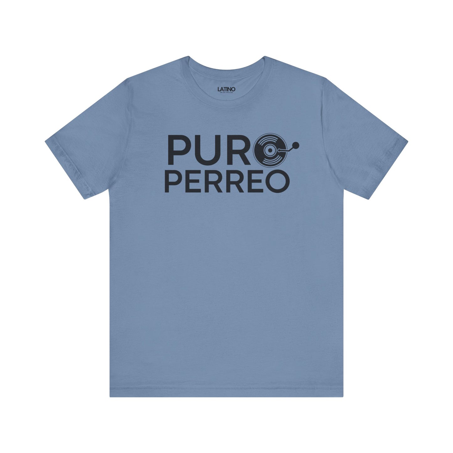 Puro Perreo T-Shirt in bold red with white vinyl record design - Latino In Da House