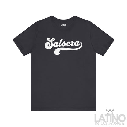 Salsera T-Shirt in dark grey with bold script design – Latino In Da House