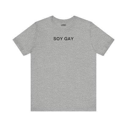 SOY GAY Heather Grey T-Shirt keeps it simple with crisp type for a minimalist pride look. Latino In Ds House