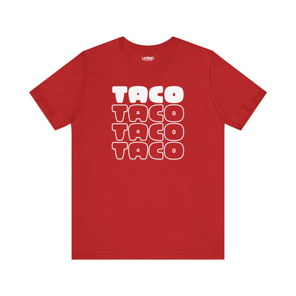 Taco Tuesday Stacked Red T-Shirt. Latino In Da House
