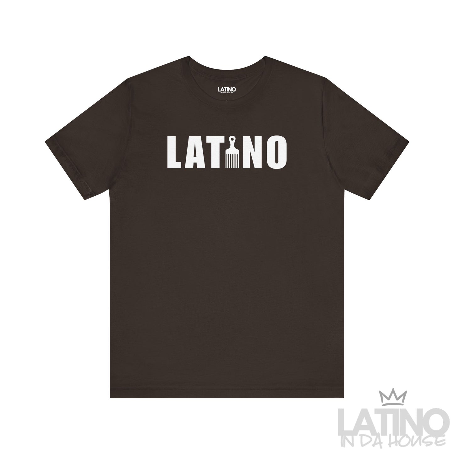 Brown AFRO LATINO Graphic Tee featuring cultural pick comb design. 
Latino In Da House 