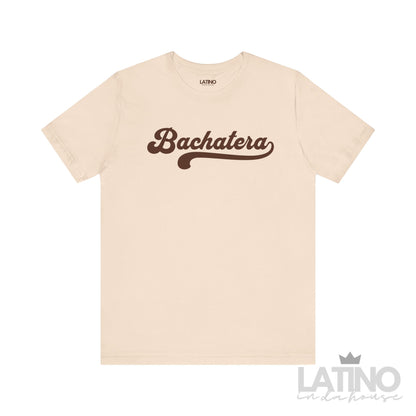 Bachatera Script T-Shirt in Soft Cream with Brown lettering Latino In Da House 