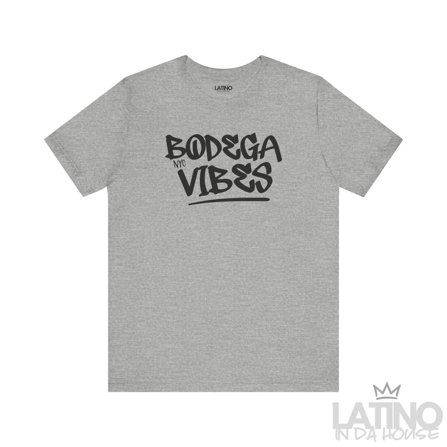 Bodega Vibes T-Shirt in Athletic Heather — NYC bodega street style graphic tee. Latino In Da House 