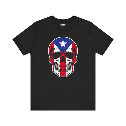Boricua Skull Flag Black T-Shirt. Latino In Da House