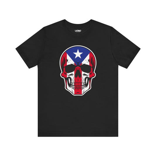 Boricua Skull Flag Black T-Shirt. Latino In Da House