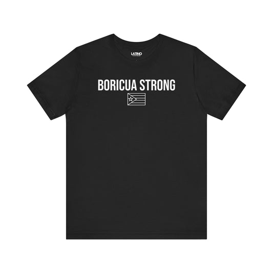 Black Boricua Strong T-shirt with simple
Puerto Rican flag design - Latino In Da
House