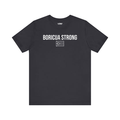 Dark Grey Boricua Strong T-shirt with simple Puerto Rican flag design - Latino In Da House