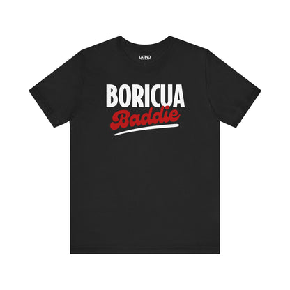 BORICUA BADDIE black t-shirt paired with a playful Baddie script for the perfect mix of fierce and cute. Latino In Da House