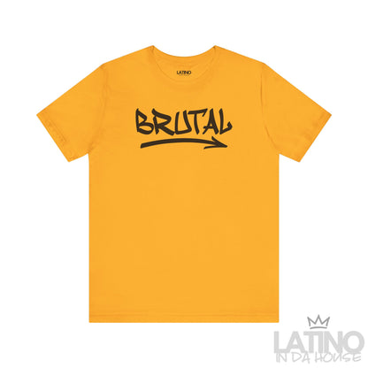 BRUTAL graffiti t-shirt in gold with black lettering. Latino In Da House 