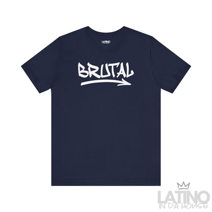 BRUTAL graffiti t-shirt in navy blue with white lettering. Latino In Da House