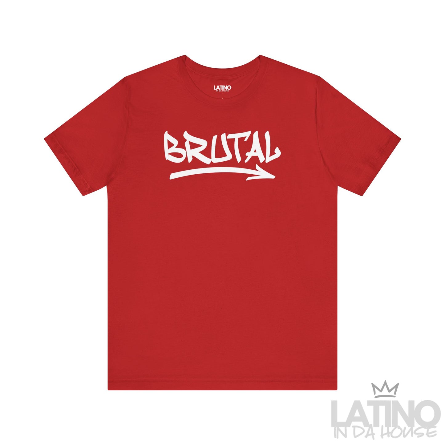 BRUTAL graffiti t-shirt in red with white lettering. Latino In Da House 