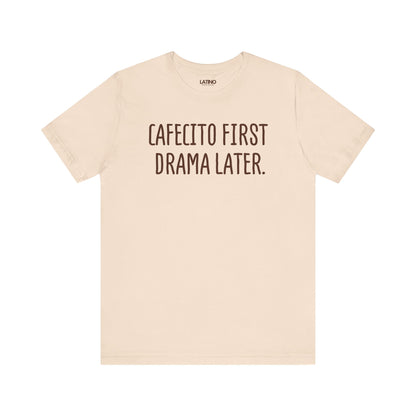 Soft Cream Cafecito First Drama Later T-shirt with white text funny coffee lover
Latino graphic tee. Latino In Da House