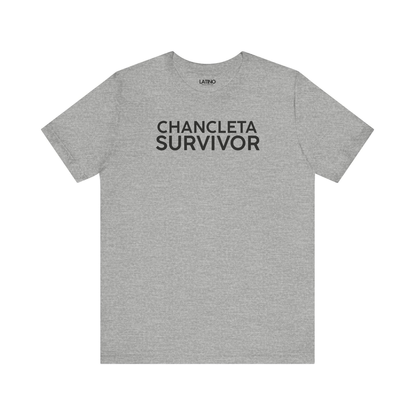 Chancleta Survivor T-Shirt in Heather Grey
- Latino humor tee celebrating childhood
