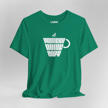 Close Up Primero Dame Cafe 1-Shirt in
Kelly green with white stylized coffee cup
print - Latino In Da House