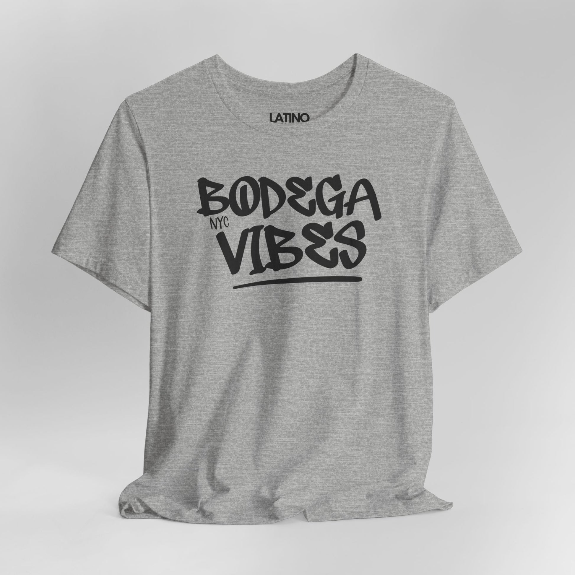 Close Up Bodega Vibes T-Shirt in Athletic Heather - NYC bodega street style graphic tee. Latino In Da House