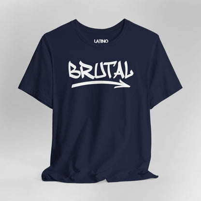 Close Up BRUTAL graffiti t-shirt in navy blue with bold white lettering. Latino In Da House