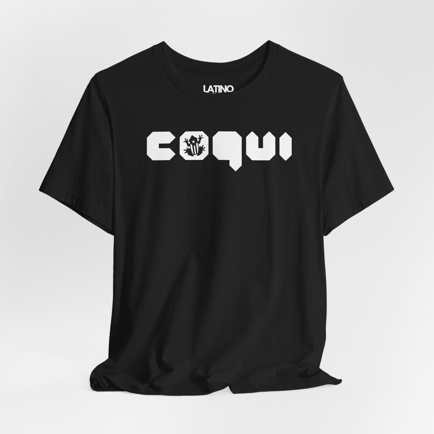 Close Up Coquí Puerto Rico Frog Black T-Shirt. Latino In Da House 
