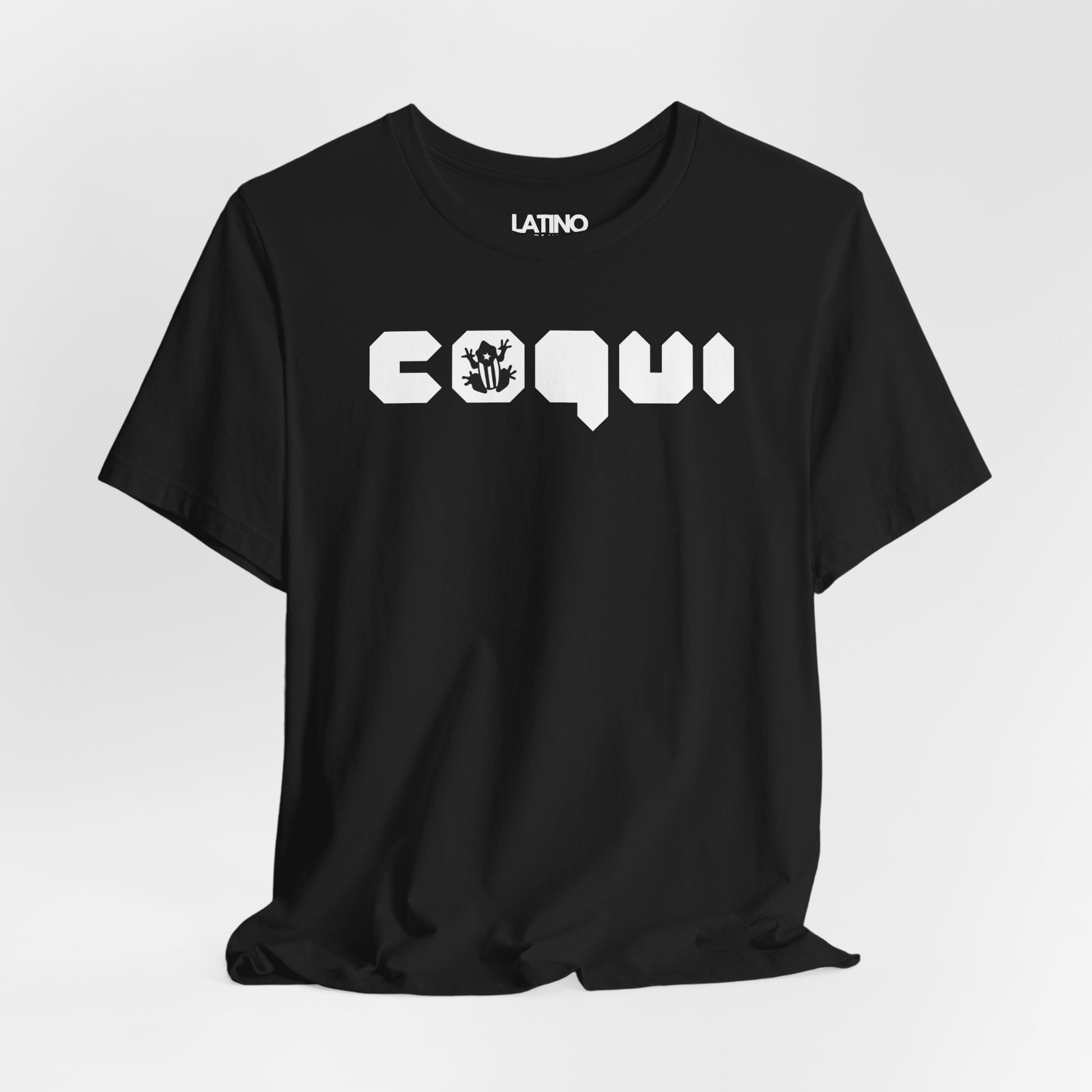 Close Up Coquí Puerto Rico Frog Black T-Shirt. Latino In Da House 