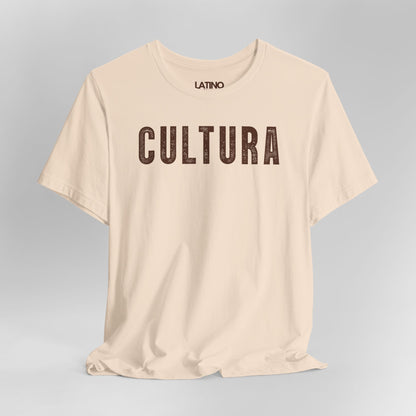 Close Up Soft Cream Cultura Latino distressed black tee. Latino In Da House