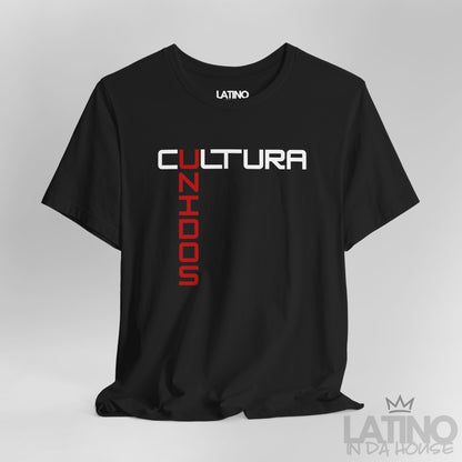 Close Up Black “CULTURA UNIDOS” T-Shirt – Latino Unity Graphic Tee. Latino In Da House