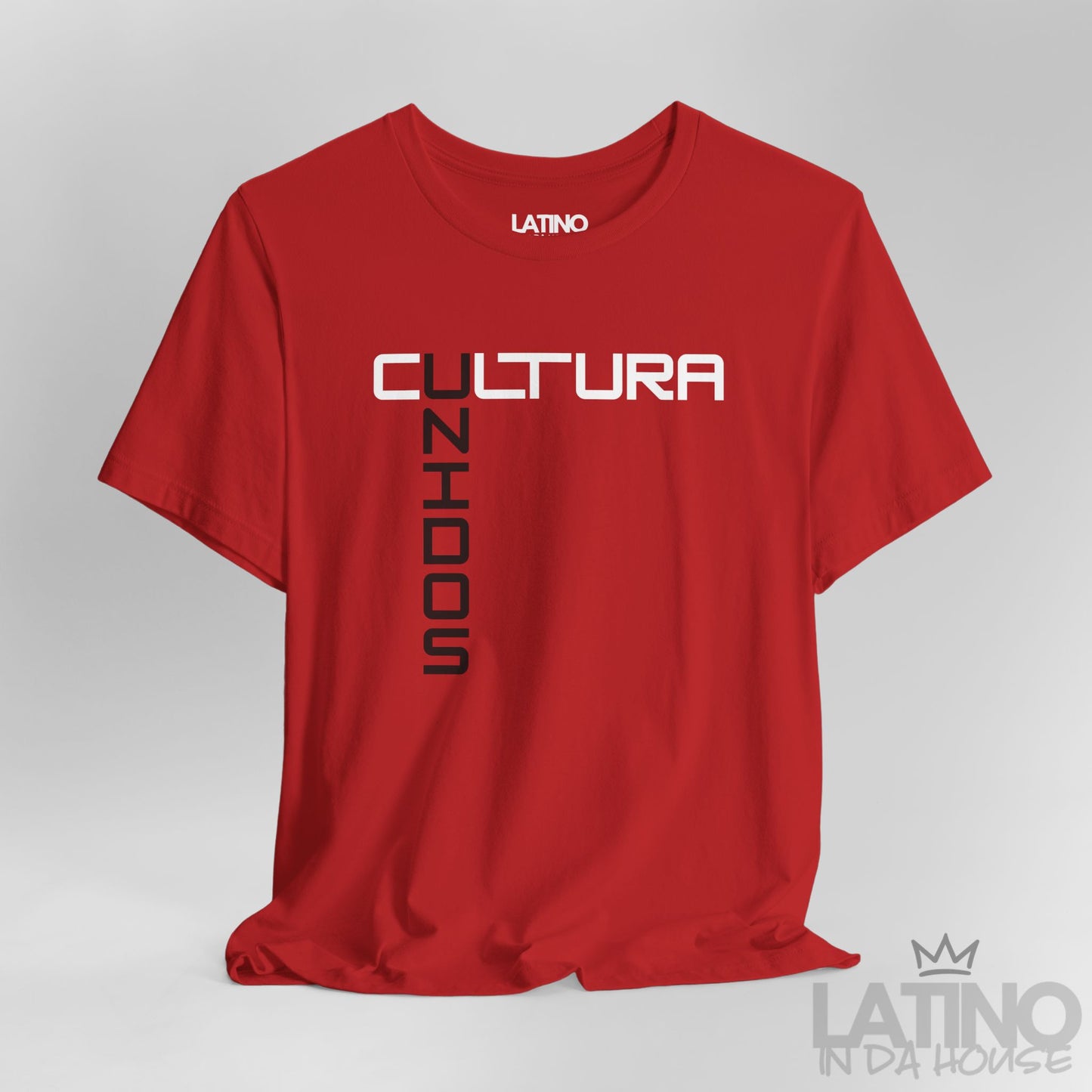 Close Up Red “CULTURA UNIDOS” T-Shirt – Latino Unity Graphic Tee. Latino In Da House
