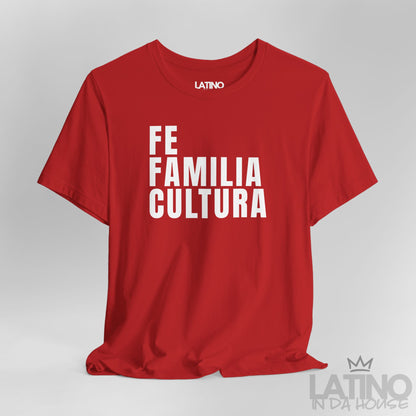 Close Up Black “Fe Familia Cultura” T-Shirt – Latino Faith & Cultura Tee. Latino In Da House 