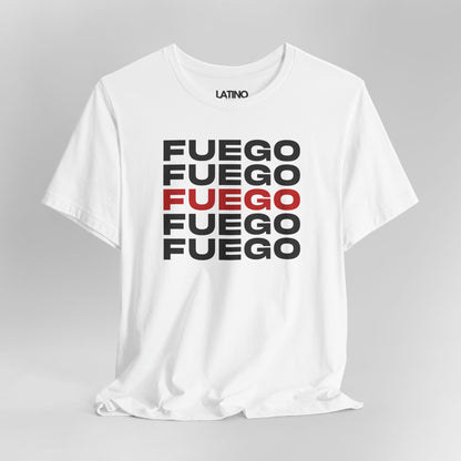 Close Up Fuego Latino Heat White T-Shirt. Latino In Da House