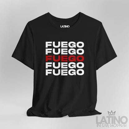 Close Up Black “FUEGO” T-Shirt – Modern Latino Heat Tee. Latino In Da House