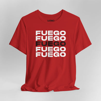 Close Up Fuego Latino Heat Red T-Shirt. Latino In Da House