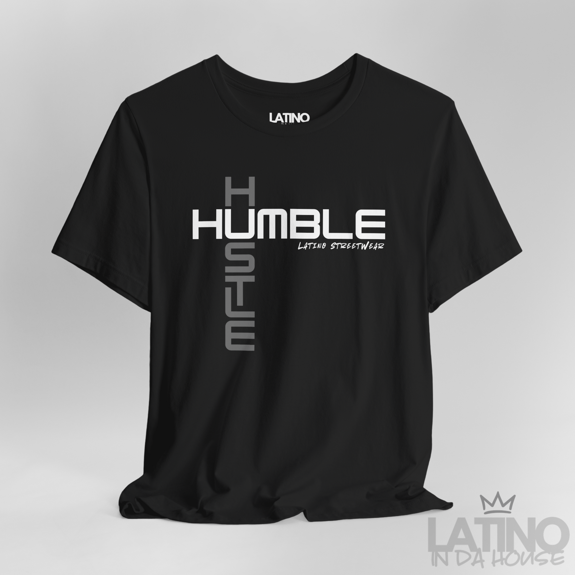 Close up HUMBLE HUSTLE Graphic Black T-Shirt by Latino In Da House