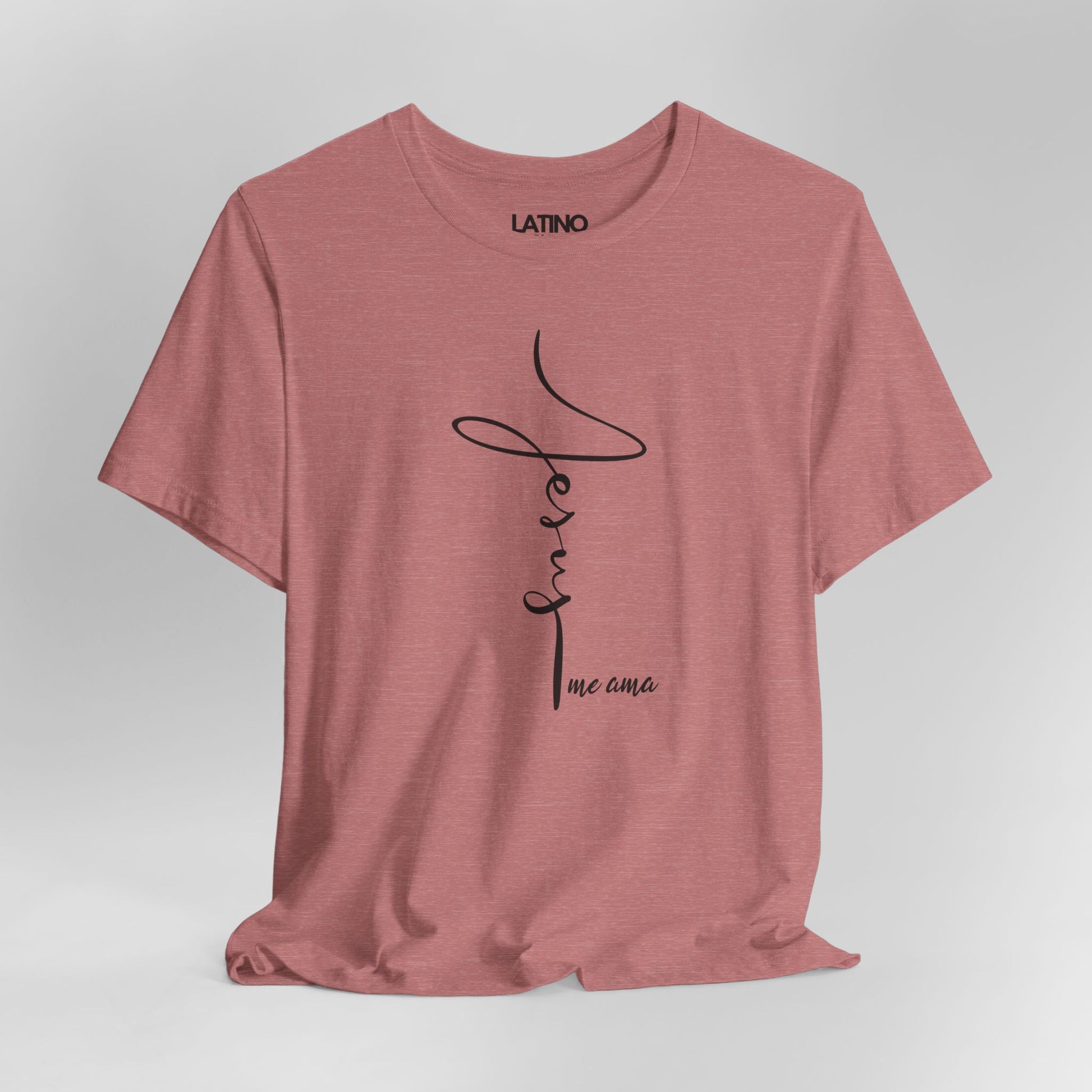 Close Up Jesus Me Ama Spanish Faith Muave Heather T-Shirt. Latino In Da House 