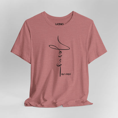 Close Up Jesus Me Ama Spanish Faith Muave Heather T-Shirt. Latino In Da House 