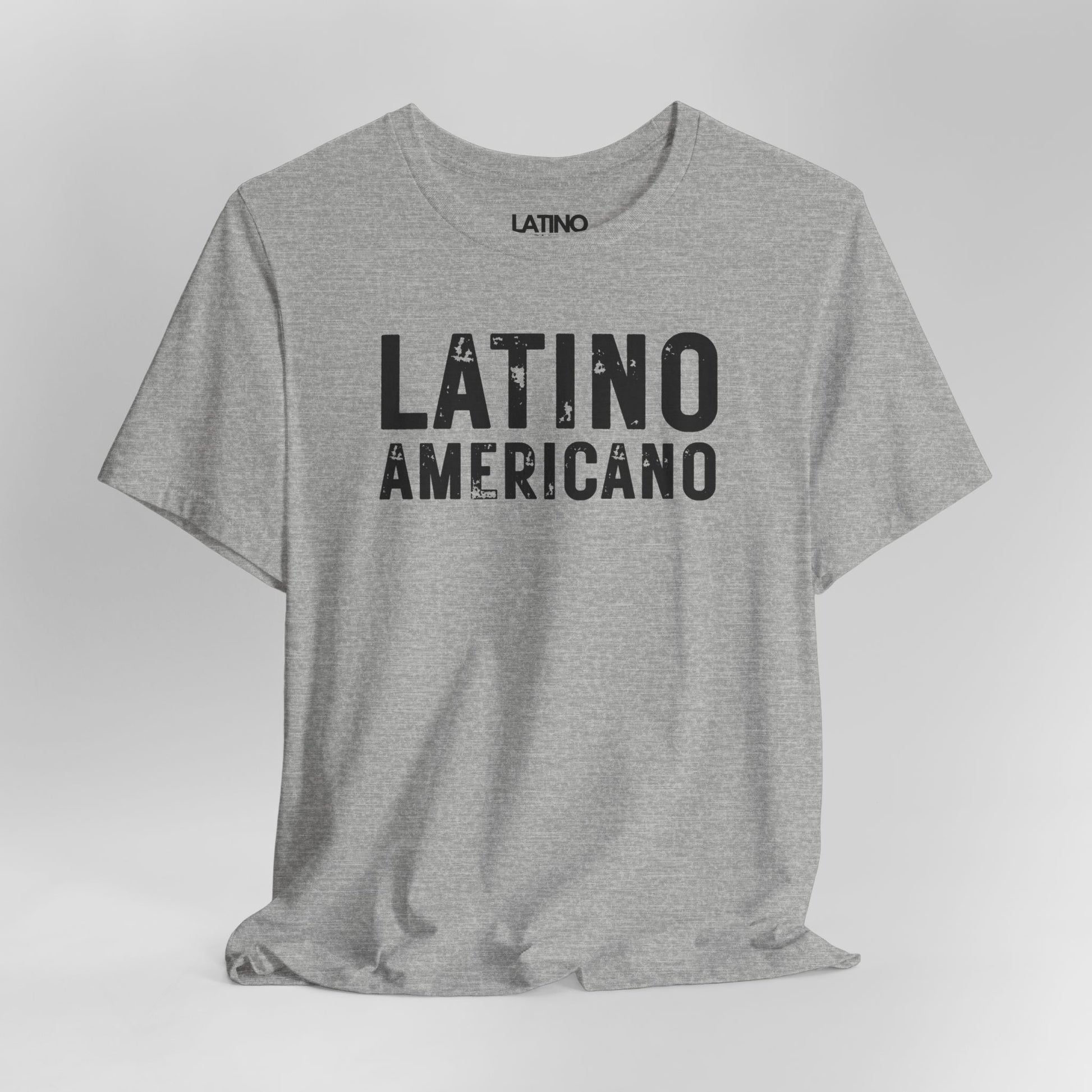 Close Up Latino Americano distressed heather grey t-shirt. Latino In Da House
