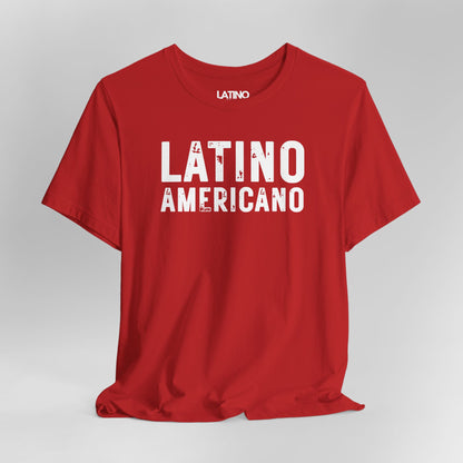 Close Up Latino Americano distressed red t-shirt. Latino In Da House