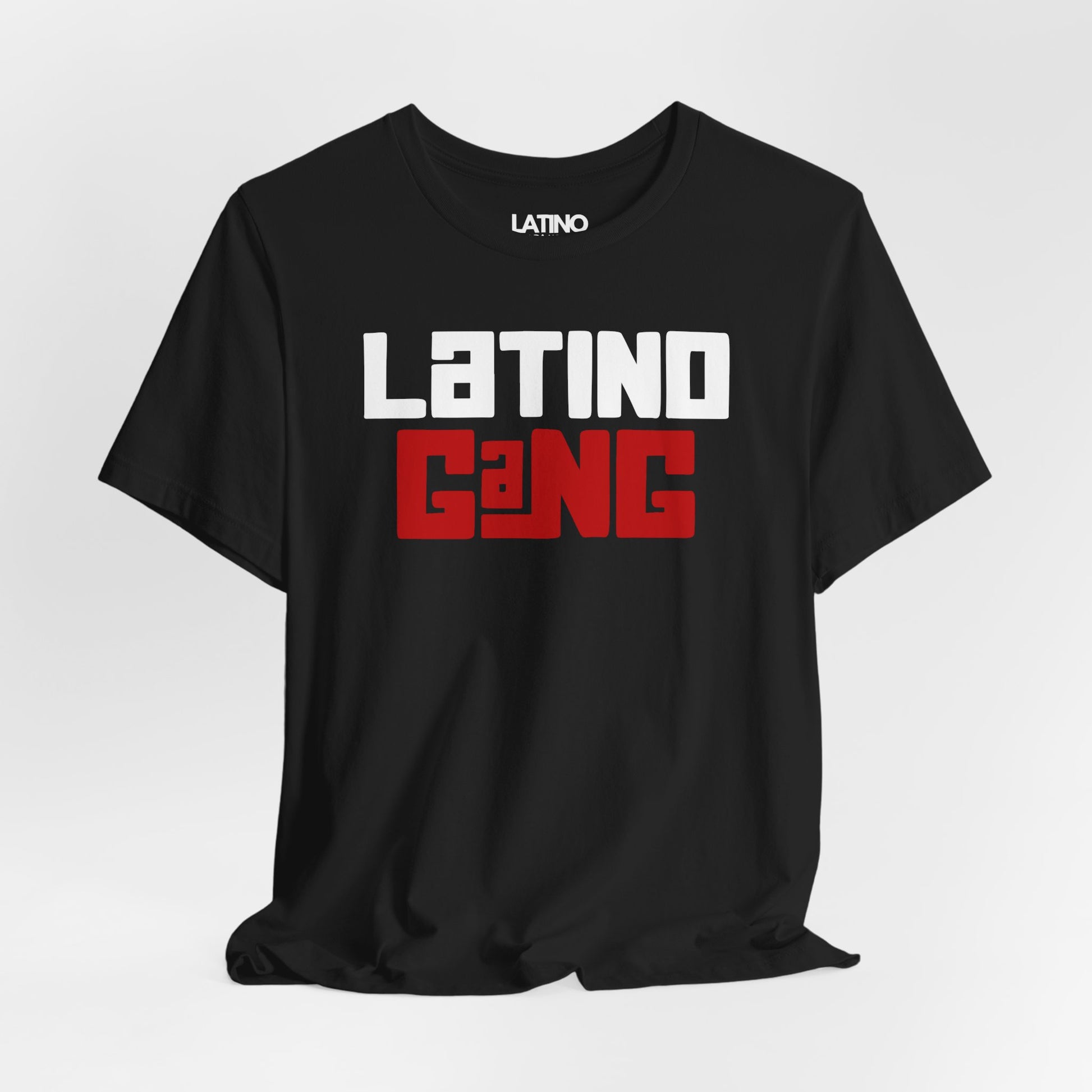 Close Up Latino Gang T-Shirt in black with bold white and red street-style lettering
Latino In Da House